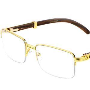 Clear Lens Men Sunglasses Square Rimless Gold Frame Hip Hop‎ Style Buffs Migos